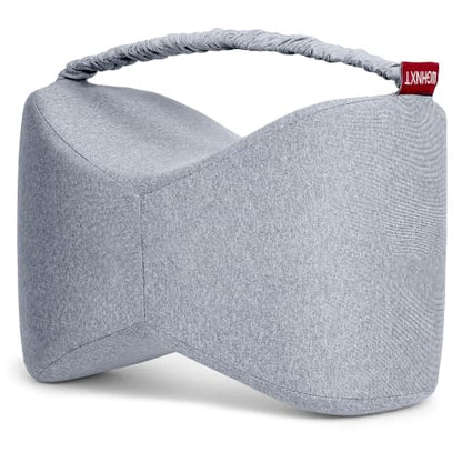 Grey Knee Pillow for Side Sleepers with Strap, Memory Foam Support Cushion for Sciatica Back Hip