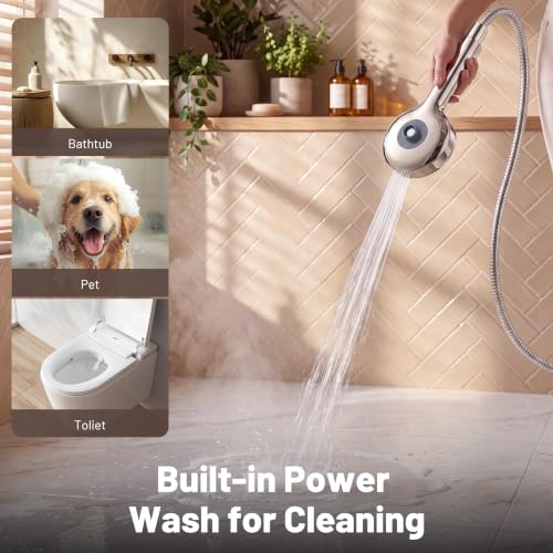 Rain Shower Head with Handheld Spray Combo - 8-Mode High Pressure Shower System, Brushed Nickel