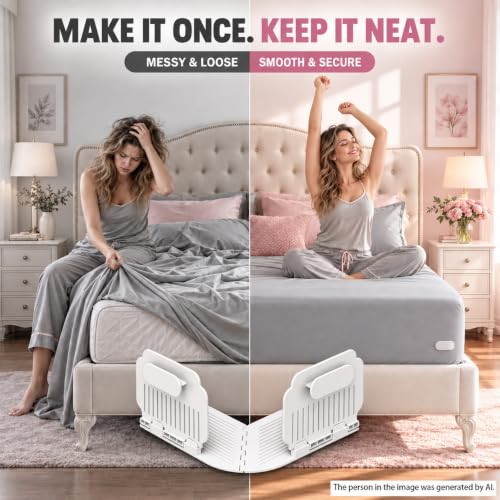 4 Pack Bed Sheet Holders for Corners - Keep Sheets Taut & Secure