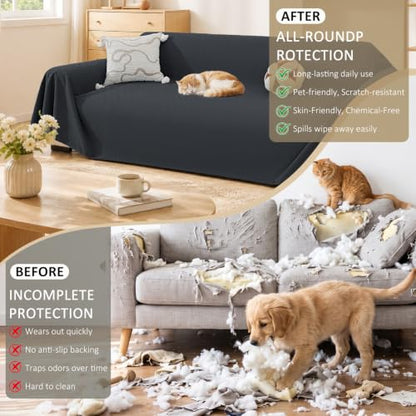 Waterproof Couch Cover for Dogs - Dark Gray, 78 x 91 Inches, Scratch Resistant