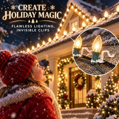 Christmas Light Clips 100 Pack for C7 C9 C6 Shingles Transparent - Easy Install