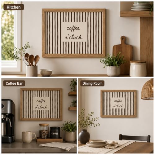 Coffee O'clock Framed Canvas Wall Art - Coffee Lovers Decor - 8x10 Inch