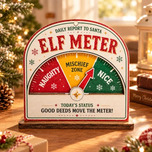 Funny Christmas Elf Meter Ornament - Naughty Nice Mischief Scale Decoration - Elfmeter 1