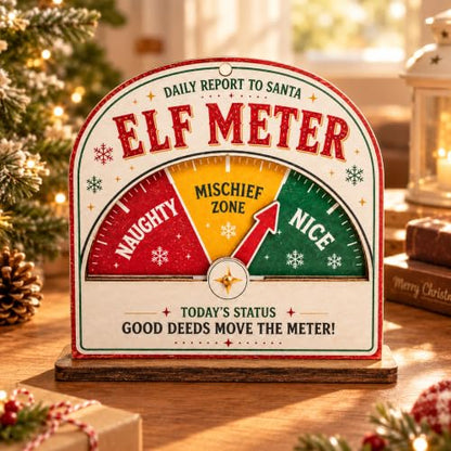 Funny Christmas Elf Meter Ornament - Naughty Nice Mischief Scale Decoration - Elfmeter 1