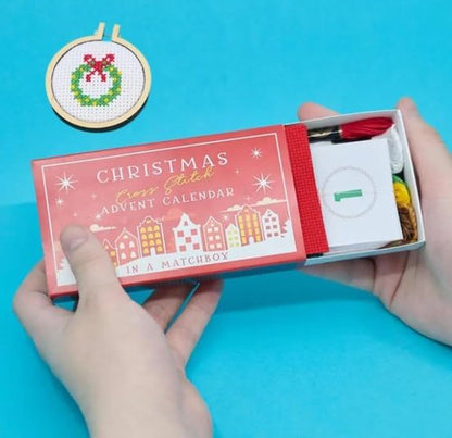 Christmas Cross Stitch Advent Calendar - 24-Day Countdown Embroidery Kit for Beginners | Red