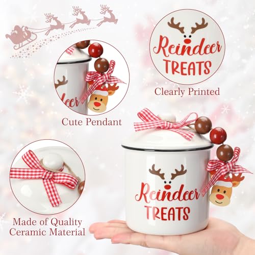 Christmas Reindeer Treats Ceramic Canister for Tiered Tray Decor