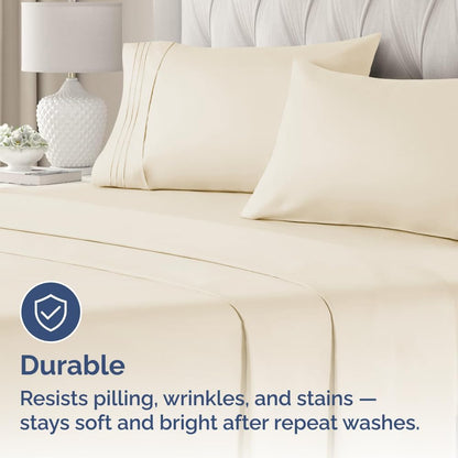 Skiennix Standard Pillow Cases Set of 4 - Ultra Soft Hotel Quality Covers - Machine Washable Off White