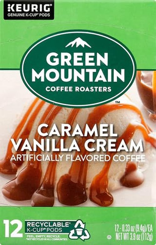 Green Mountain Coffee Roasters K-Cup Pods - Caramel Vanilla Cream Light Roast Coffee | 12 Count