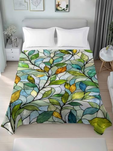 Queen Flat Sheet - Emerald Green or Sage Green Botanical Bed Sheets - Microfiber, Hotel Quality, 90x102 Inches