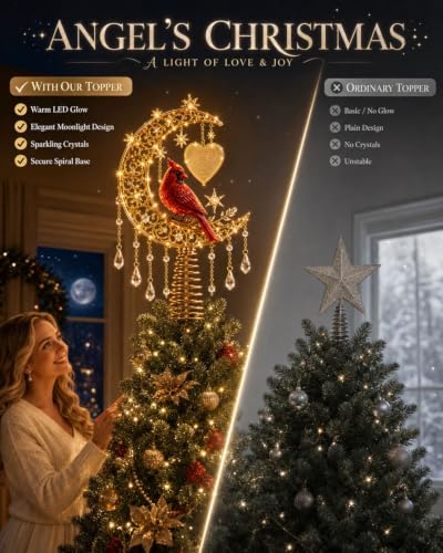 Angel’s Christmas Moon Lighted Tree Topper - Variation #a