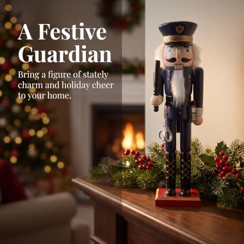 14-Inch Wooden Nutcracker Soldier Christmas Decor - Classic Holiday Table Display