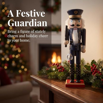 14-Inch Wooden Nutcracker Soldier Christmas Decor - Classic Holiday Table Display