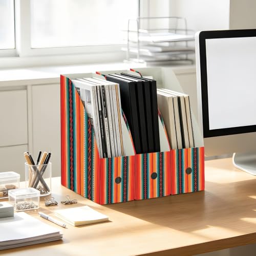 STAYTOP Mexican Ethnic Stripes Magazine File Holder 3 Pack Desk Organizer