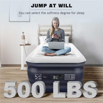 nalone Air Mattress Twin with Built in Pump, 18'' Luxury Self Inflatable Mattress, 2025 Upgraded Fast Blow Up Mattress with Carry Bag, Portable Air Bed for Home, Travel & Camping, 500lbs Max