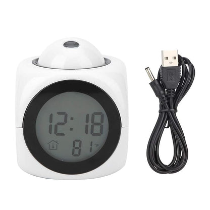 Digital Projection Alarm Clock with Ceiling Projector - Bedroom Night Light Time & Temperature