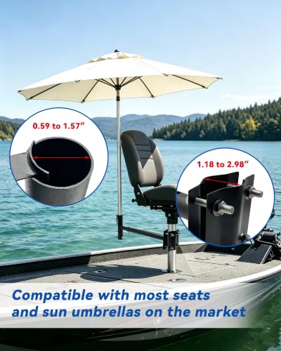 Boat Seat Umbrella Holder Clamp for Pin Post, Heavy-Duty Marine Mount