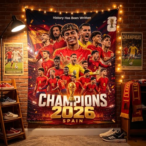 Spain 2026 Soccer Championship Tapestry Wall Hanging for Kids & Fans Gt2 / 39"L x 59"W