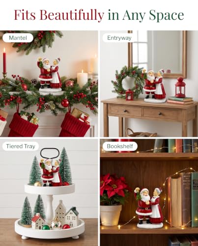 White Small Santa and Mrs. Claus Mistletoe Figurine Christmas Decor - 5.5"