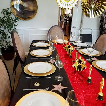 Red Sequin Table Runner 12x108 Inches - 6 Pack Glitter Tablecloths