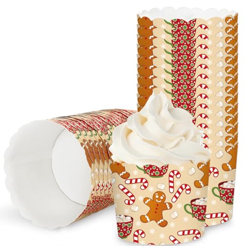 Gingerbread Man Christmas Cupcake Wrappers - 100 Pcs Holiday Baking Cups