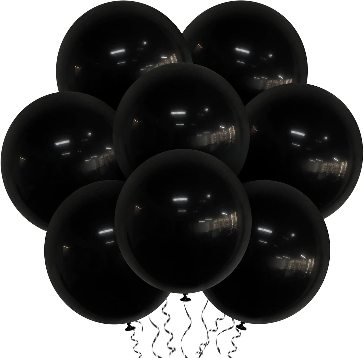 Skiennix 18 Inch Black Latex Balloons - 20 Pack of Thick, Large Round Helium Balloons for Celebrations