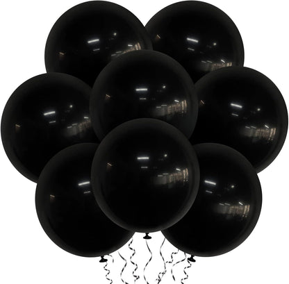 Skiennix 18 Inch Black Latex Balloons - 20 Pack of Thick, Large Round Helium Balloons for Celebrations