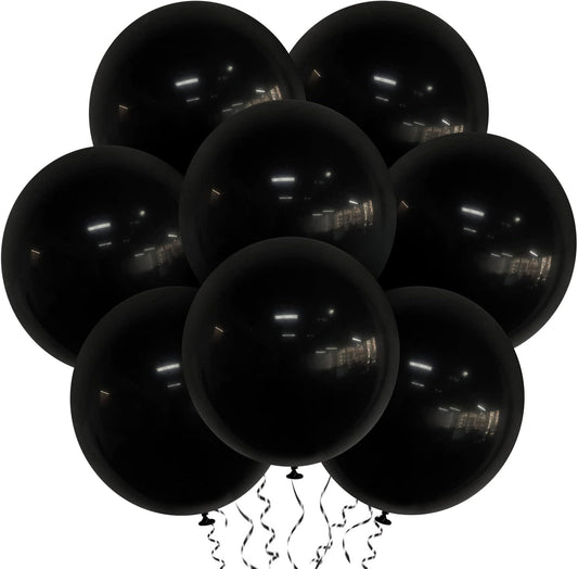Skiennix 18 Inch Black Latex Balloons - 20 Pack of Thick, Large Round Helium Balloons for Celebrations