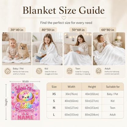 Pink Personalized Girls Dumpling Blanket - Custom Kids Throw
