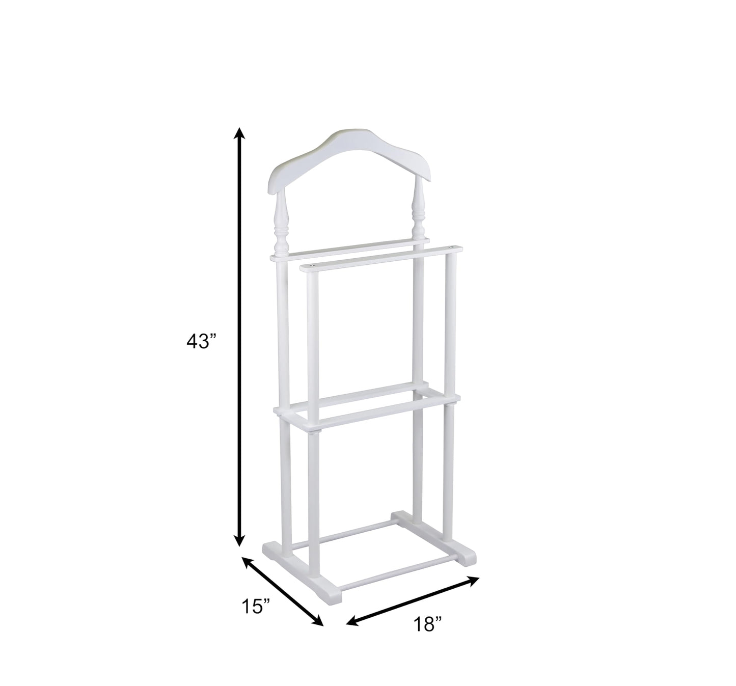 Proman Products Sakura Twin Valet with Wooden Hanger, Trouser Bar & Tie Bar, White