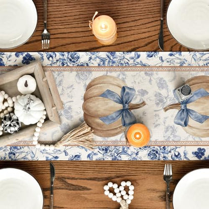 210 GSM Fall Table Runner 13x120 Inch Beige Polyester Home Decor