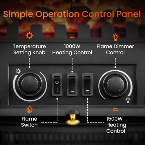 22 Inch Electric Fireplace Stove - Upgraded Model with 5100 BTU and Dual Heat