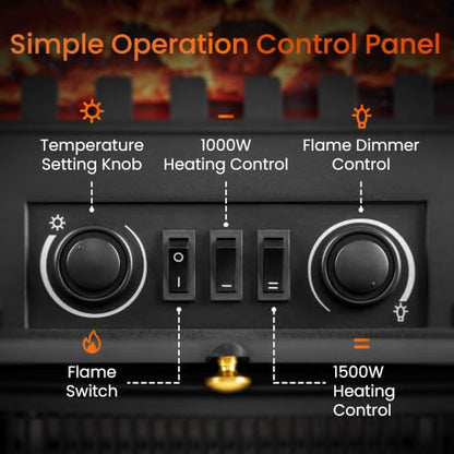 22 Inch Electric Fireplace Stove - Upgraded Model with 5100 BTU and Dual Heat