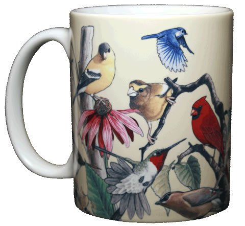 11oz Ceramic Coffee Mug - Bird Artwork, Made in USA