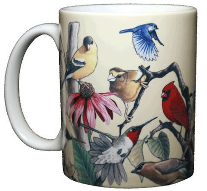 11oz Ceramic Coffee Mug - Bird Artwork, Made in USA