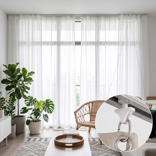 50 Pcs Plastic Curtain Track Gliders Hooks for Ceiling & RV Tracks