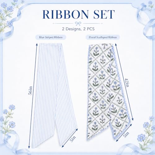 Layered Wreath Sash Set for Front Door Floral Stripe Decor - Summer Home Accent