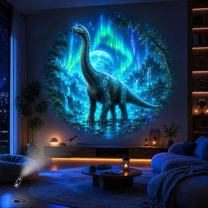 Jurassic Dinosaur Night Light Projector with 8 Themes - Ambient Wall & Ceiling Decor