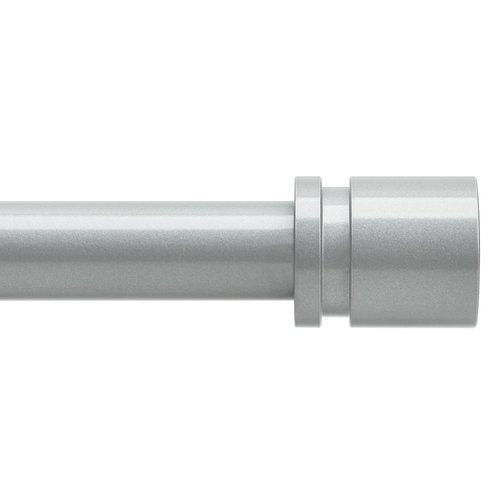 Byondeth Curtain Rods for Windows 16 to 200 Inches Adjustable Length 1 Inch Diameter Window Curtain Rod with Aluminium End Cap, Silver Gray