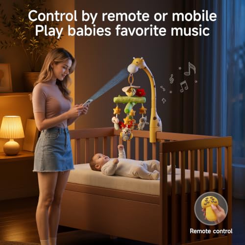 Baby Crib Mobile with Music Lights & Remote Control - Soothing Nursery Toy