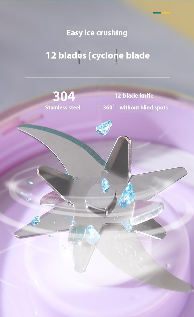 Portable juicer, small rechargeable juicer, multifunctional juicer cup, household crushed ice juicer cup, USB charging (Purple.,7.4V high-end juicing cup 12 knives)