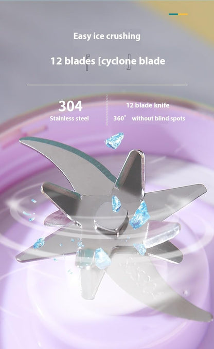 Portable juicer, small rechargeable juicer, multifunctional juicer cup, household crushed ice juicer cup, USB charging (Purple.,7.4V high-end juicing cup 12 knives)