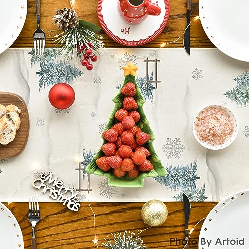 Blue Snowman Xmas Table Runner 13x90 Inch Holiday Home Decor - Blue