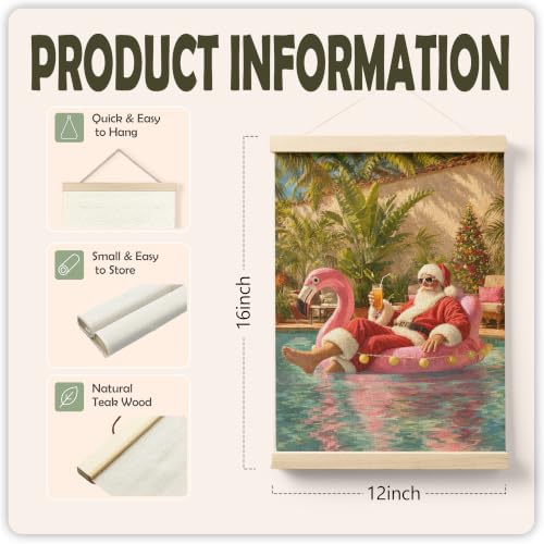 IIIBEBEYSALO Tropical Christmas Santa Wall Art Poster 12x16 Inch - Christmas-6