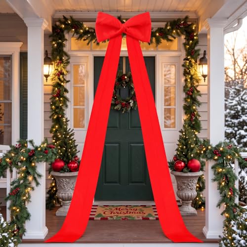 Extra Large Satin Christmas Tree Topper Bow 118in Red Streamers