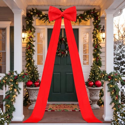 Extra Large Satin Christmas Tree Topper Bow 118in Red Streamers