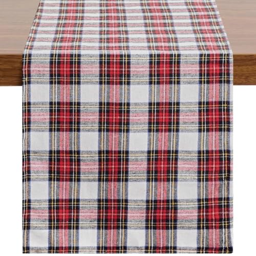 Christmas Checkered Table Runner - Red and White, 13 x 90 Inches - Variation: Red White Plaid