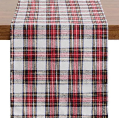 Christmas Checkered Table Runner - Red and White, 13 x 90 Inches - Variation: Red White Plaid