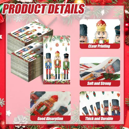 Christmas Nutcracker Guest Napkins – 200 Disposable Paper Towels for Holiday Parties