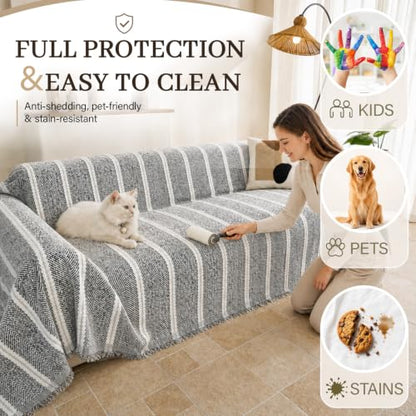 Warmstar Washable Chenille Sofa Cover for 3 Cushion Couch - Black 91x150