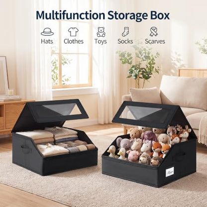 Yecaye 2-Pack Hat Storage Box for Baseball Caps, Holds Up to 48 Hats